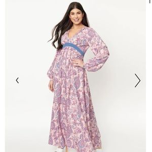 Unique Vintage‎ NWT Pink Paisley Print Buttercup Maxi Dress